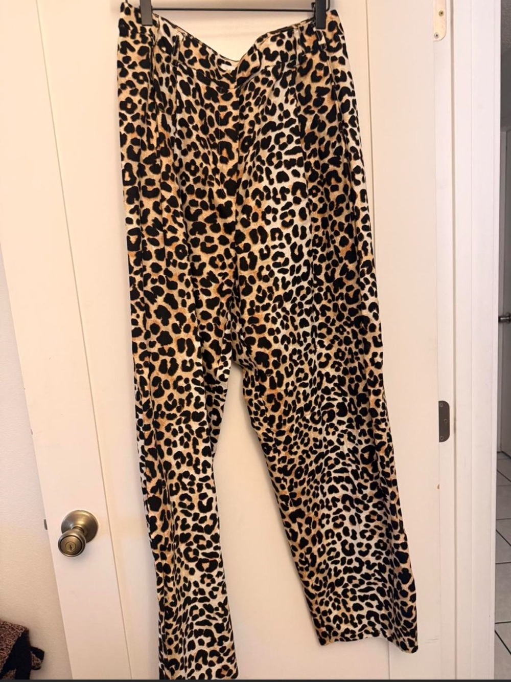Topshop leopard linen blend trousers